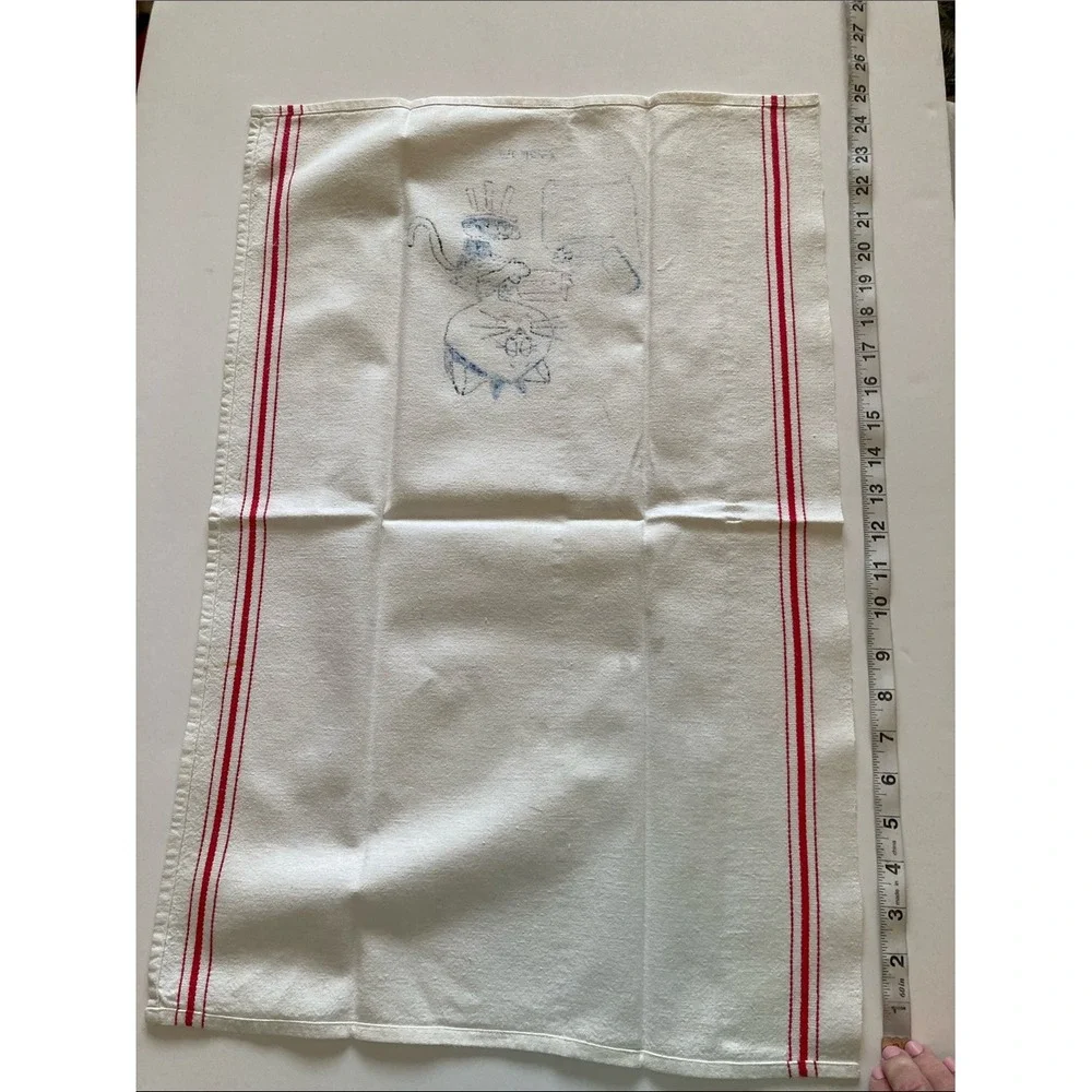Vintage Kitty‎ Days of the Week Printed Tea Towels Set of 3 White Cotton 16x25